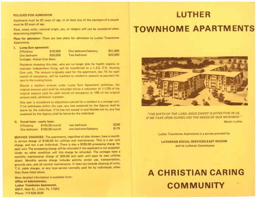 LA 1980 Luther Townhome Apartments Pamphlet with Cottage info 001