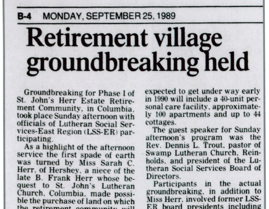 SJHE 1989 09 Retirement Village Groundbreaking Held Article